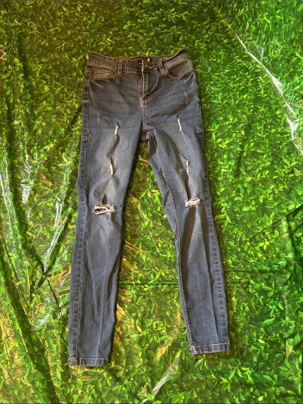 BTS Jr Ripped Dark Blue Skinny Jeans